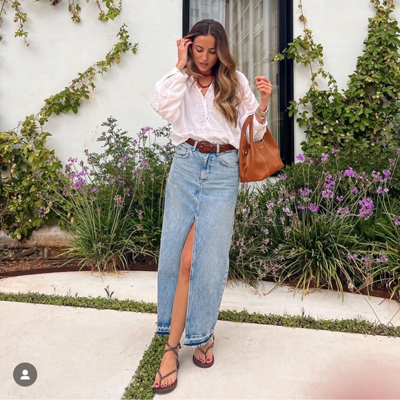 ZARA BLOGGERS FAV TRF LONG DENIM SKIRT - Picture 3 of 14